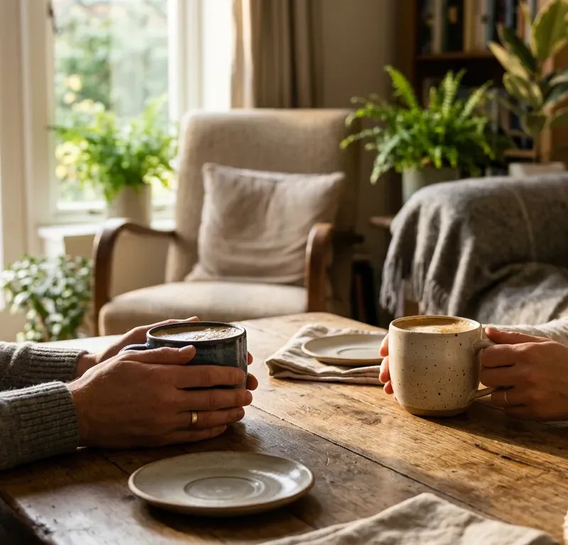 Coffee mugs emphasizing pausing