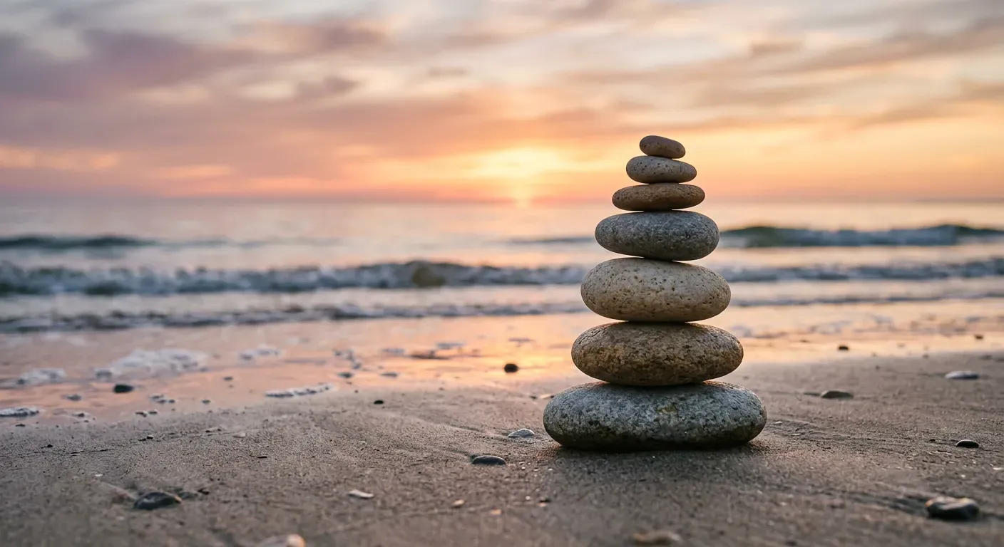 Balanced stones representing letting go