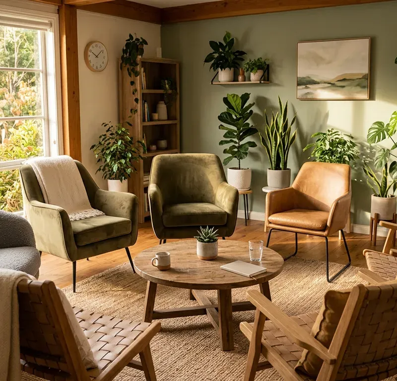 Welcoming group therapy circle